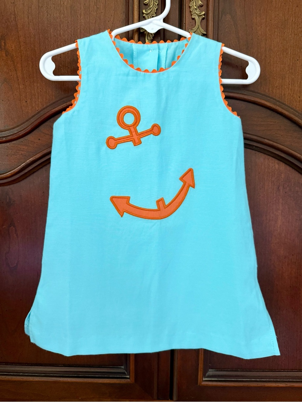 Posh Pickle Anchor Dress 12M Aqua Orange Nautical Beach Boutique